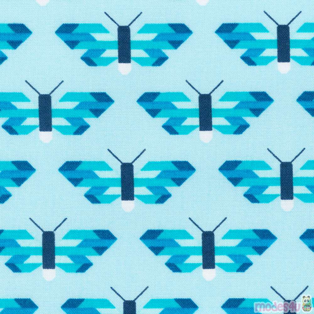 light blue Robert Kaufman turquoise blue butterfly fabric Pacific modeS4u