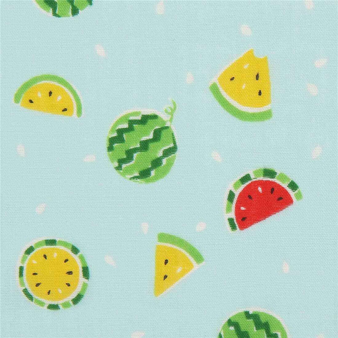 light turquoise double gauze fabric with watermelons by Kokka modeS4u