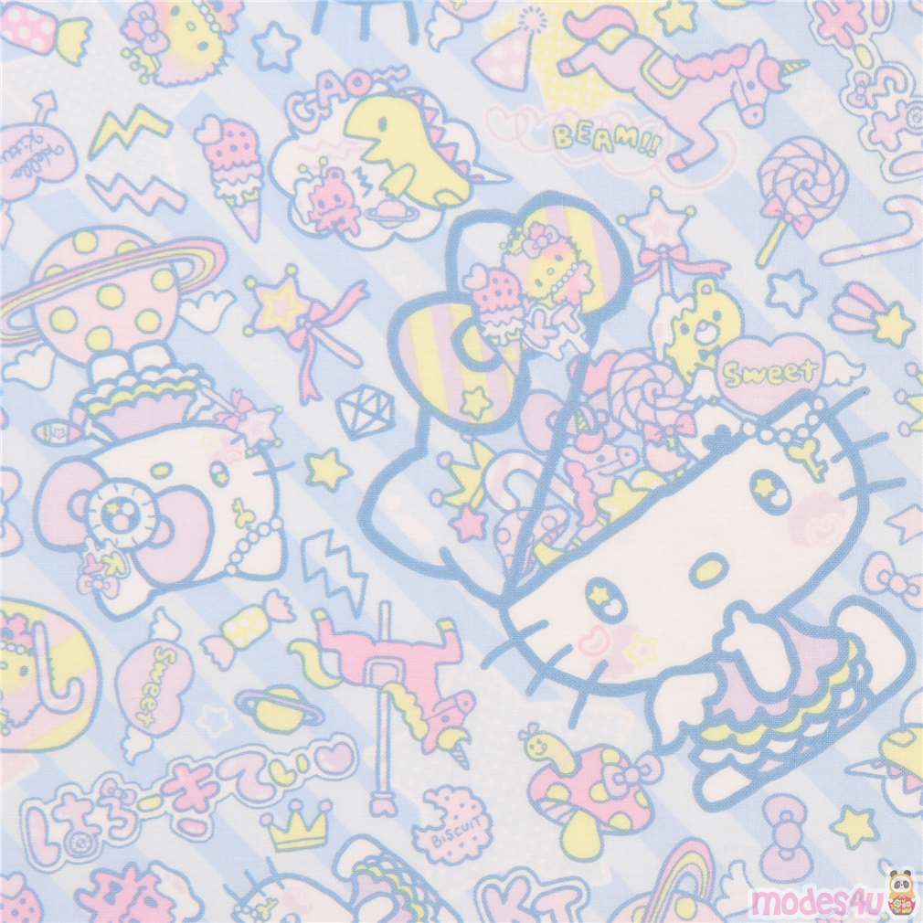 light blue stripe Hello Kitty sweet treat fabric Fabric by Sanrio - modeS4u