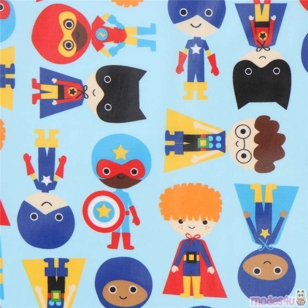 Remnant (34 x 72 cm) - light blue superhero laminate fabric by Robert ...