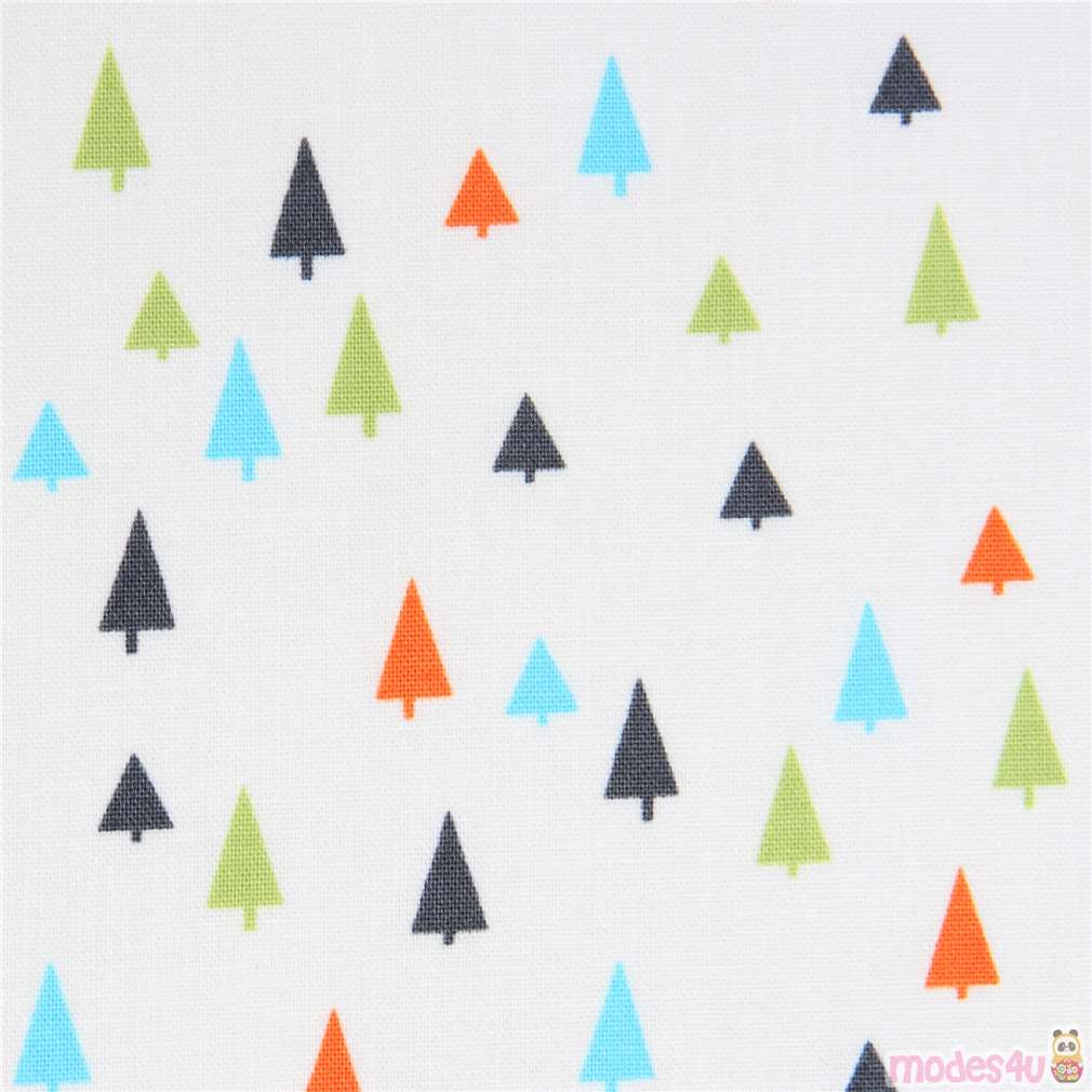 offwhite Robert Kaufman fabric cute colorful tree Forest Fellows 2