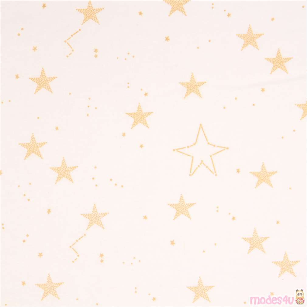 light cream star gold metallic embellishment Michael Miller fabric