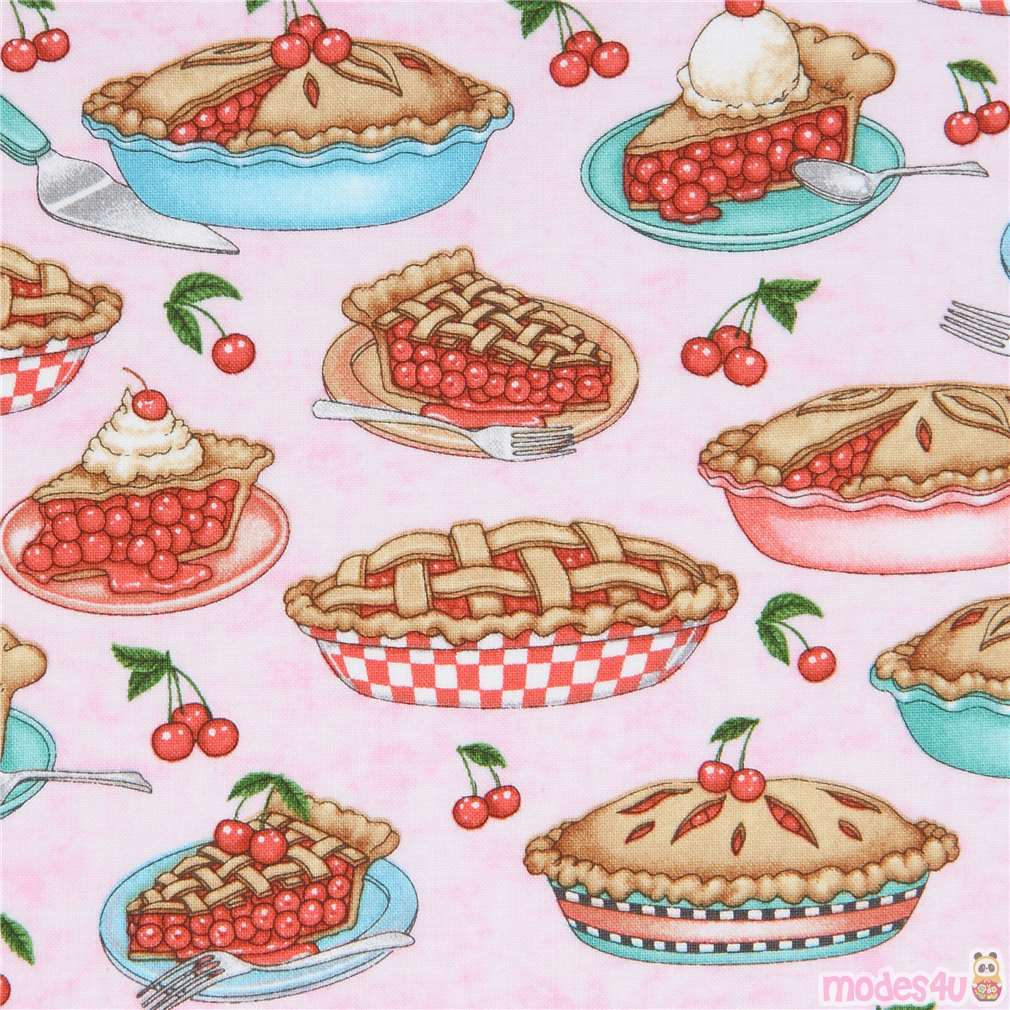 light pink fabric with pie dessert sweet treat Quilting Treasures