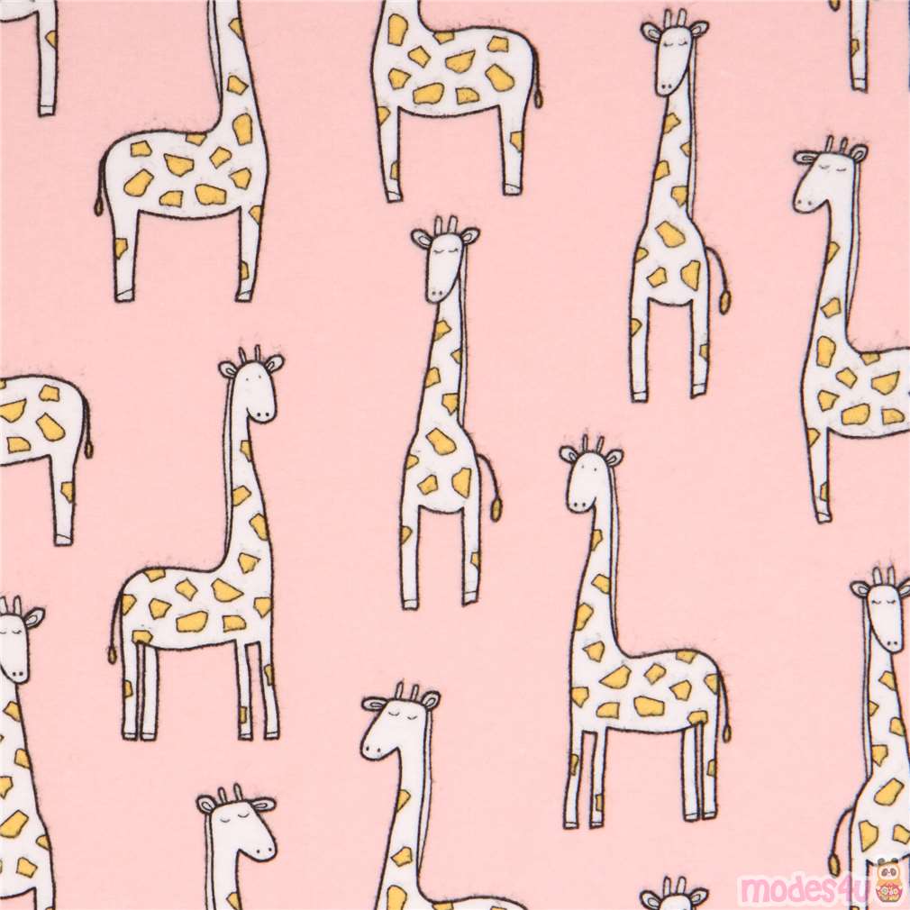 light pink giraffe Michael Miller animal flannel fabric from the USA