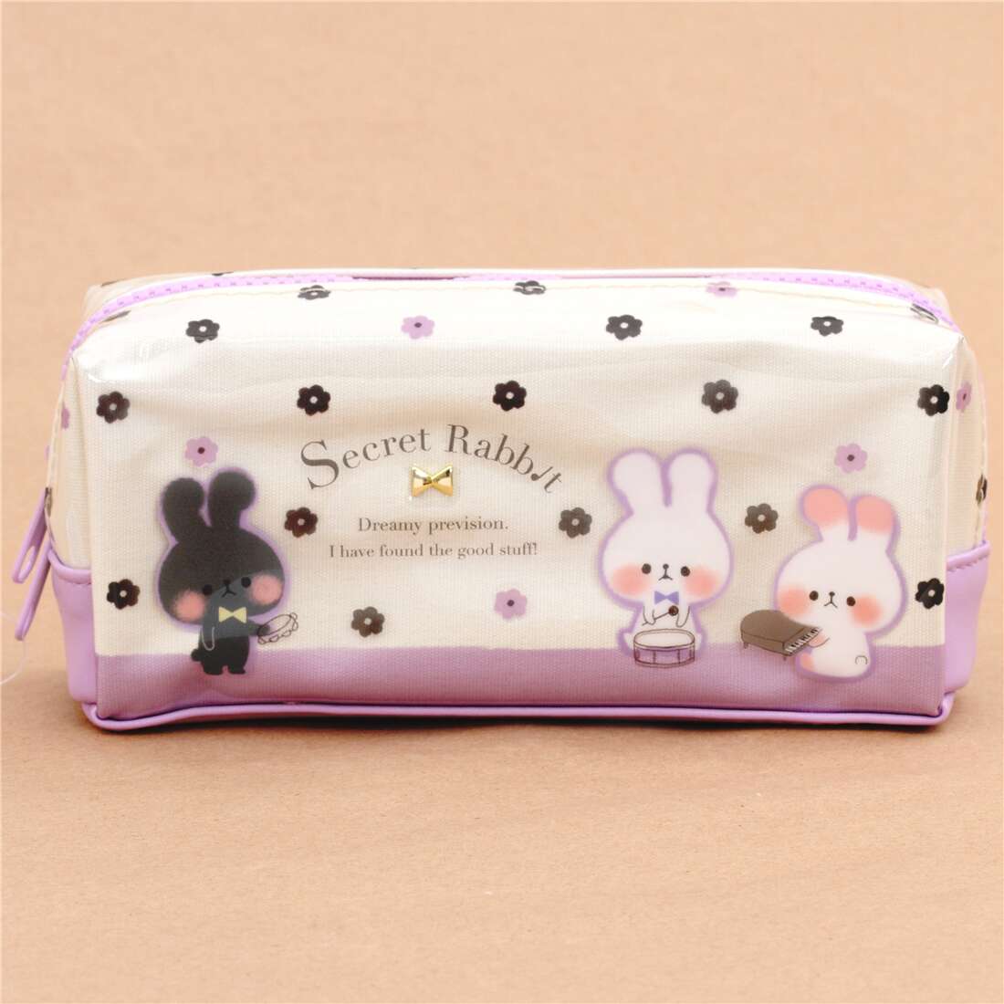 light purple cream bunny flower pencil case by Kamio modeS4u