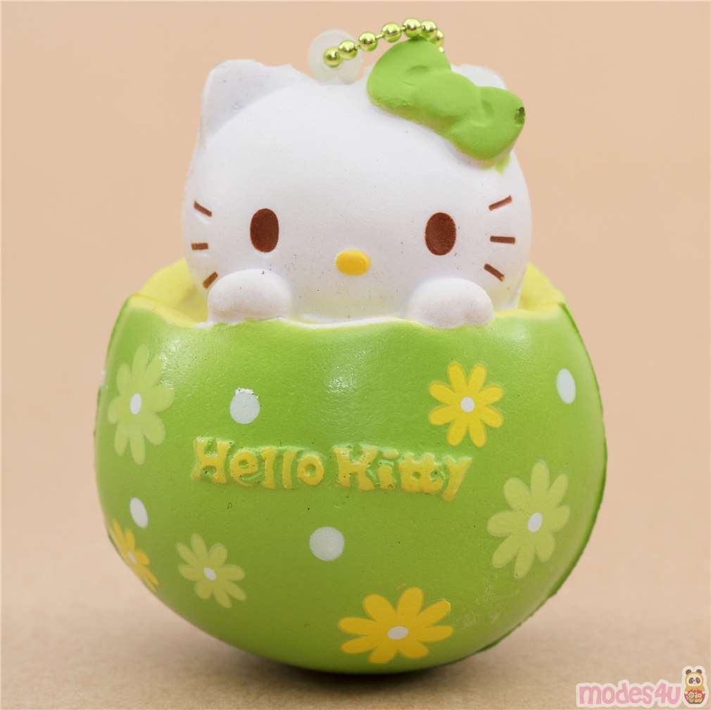 lime green Hello Kitty kawaii egg squishy charm modeS4u