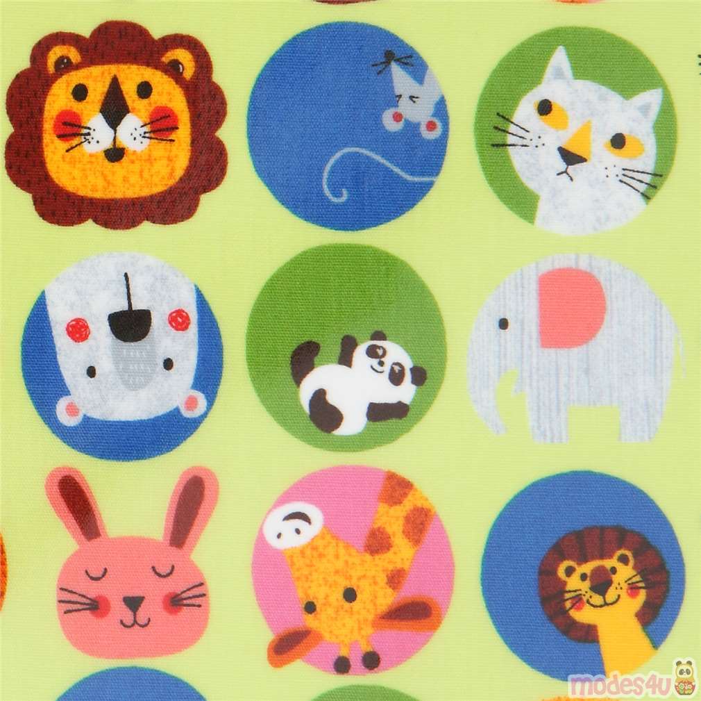 lime green laminate fabric by Cosmo with animals modeS4u