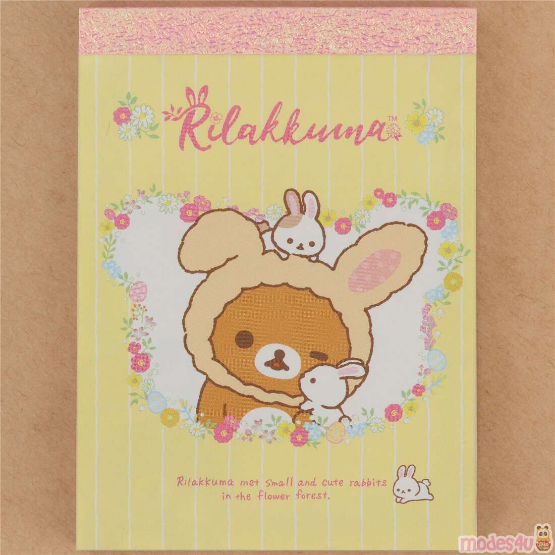 mini memo pad by San-X with Rilakkuma Easter bunny outfit - modes4u