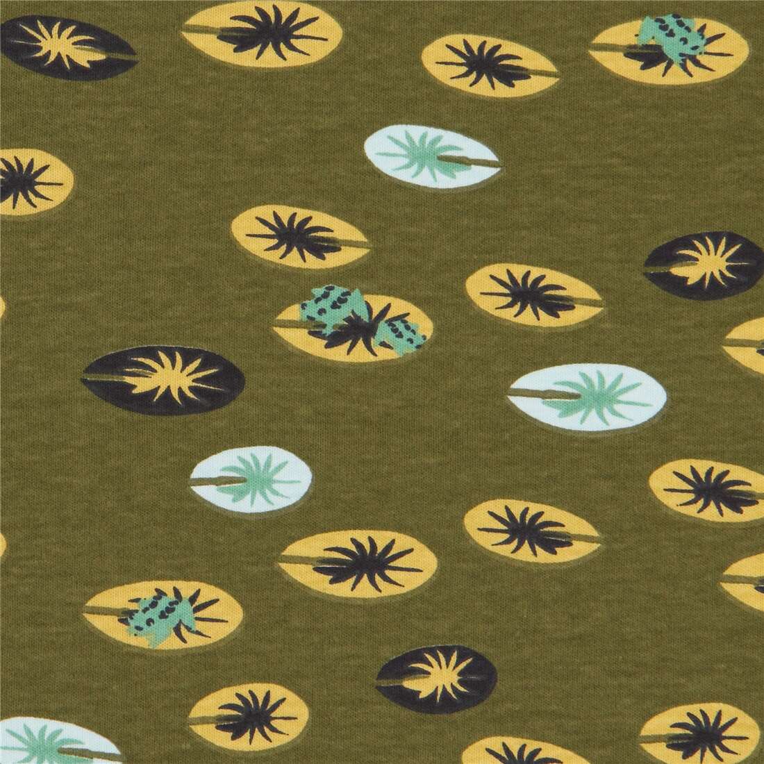 tessuto verde muschio ninfee gialle birch maglina organico USA Fabric by  Birch Fabrics - modeS4u