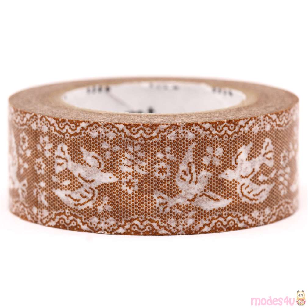 mt Washi Tape deco tape embroidery bird beige modeS4u