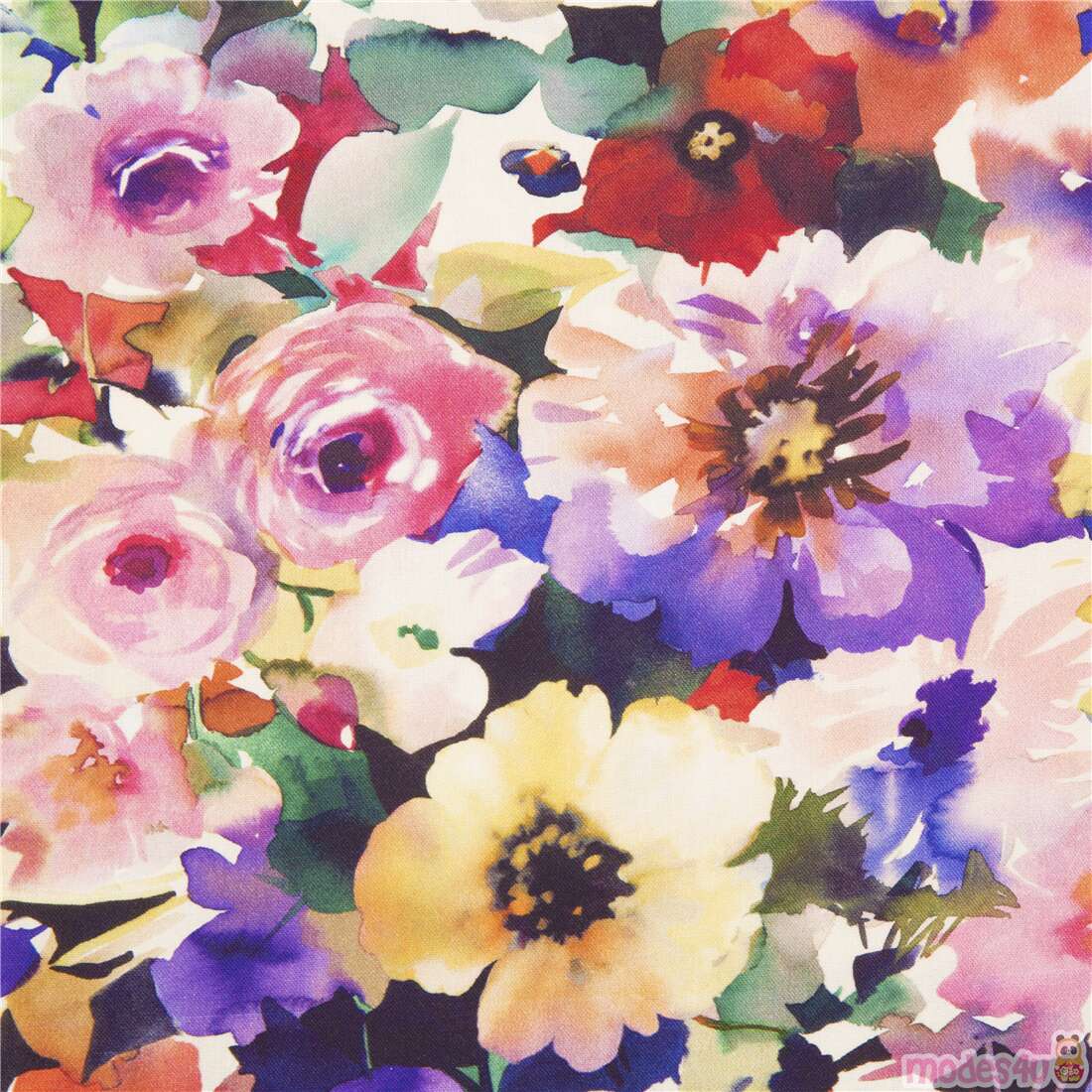 Multi Colourful Flora Pop Flowers Quilting Craft Cotton Fabric Michael Miller 