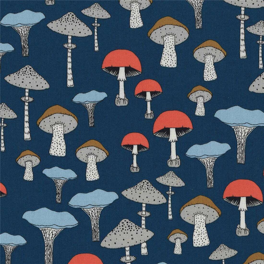 Forest Gifts Mushroom Illustrations Fabric by Michael Miller - modeS4u