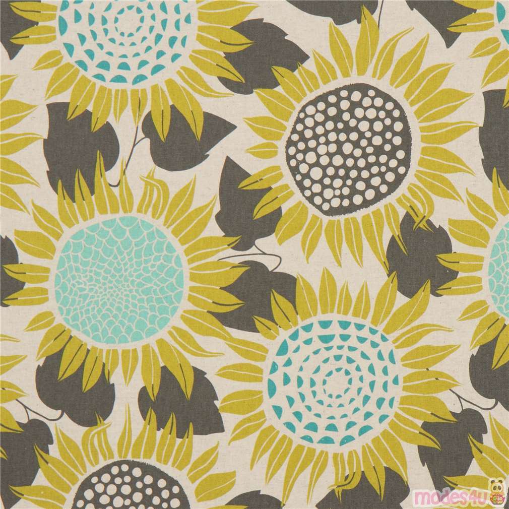 natural color canvas fabric with big sunflowers by Cotton and Steel