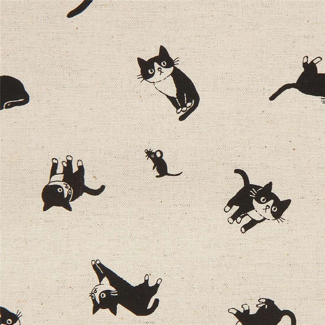 Japanese Fabric CUTE BLACK MINI CATS Print 100 % Cotton 4 Colour 1/2 Meter.