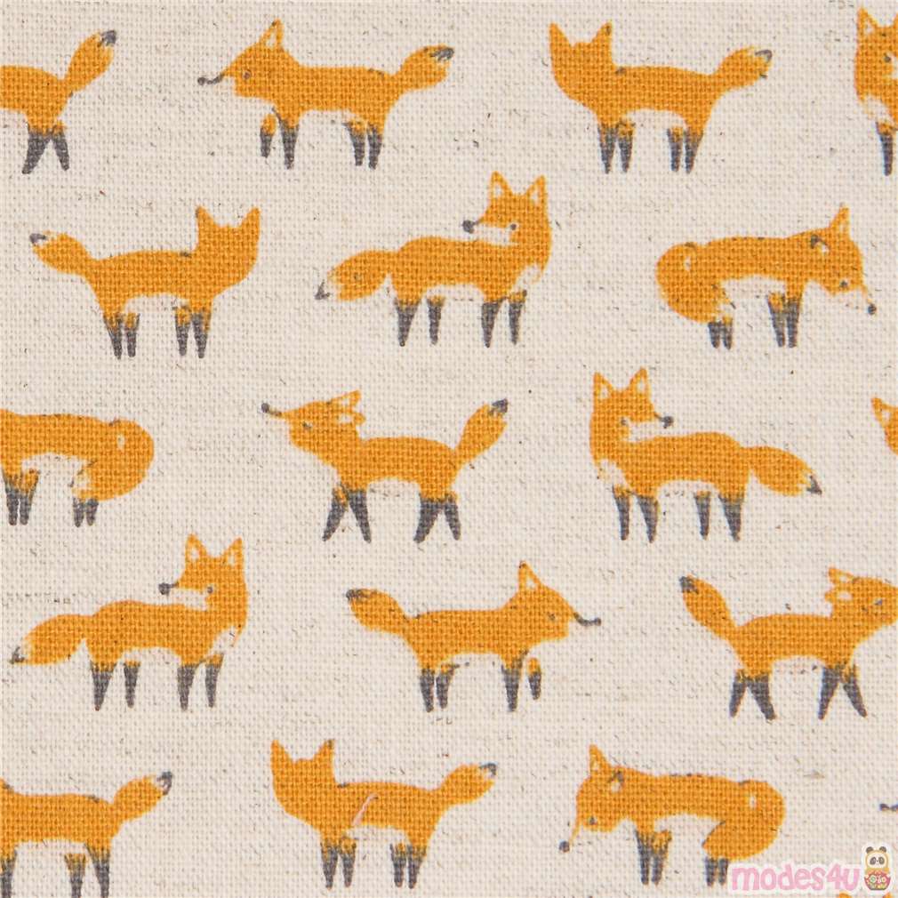 natural color small fox animal laminate fabric by Kokka - Waterproof ...