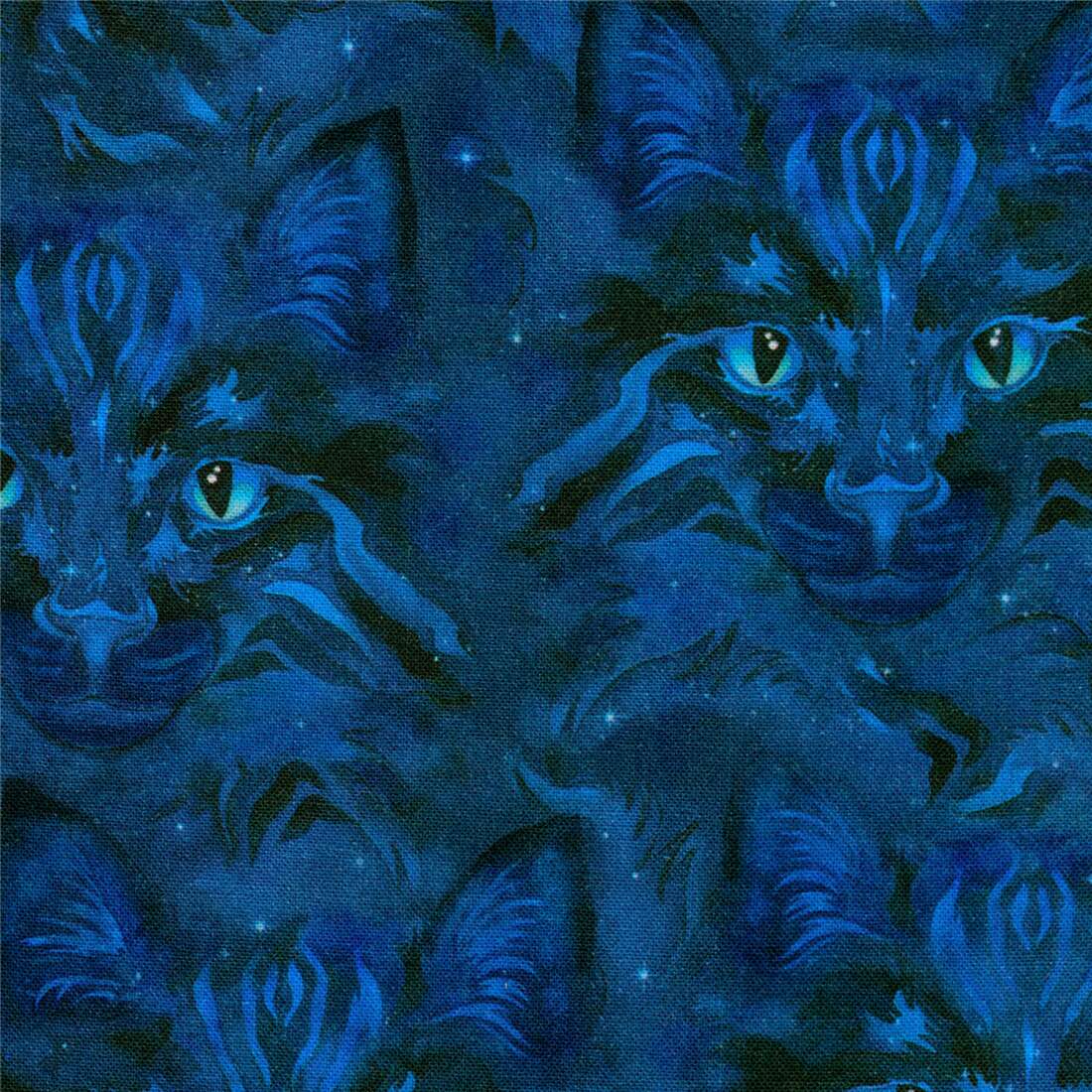  navy  blue  cat  face fabric by Robert Kaufman Animal 