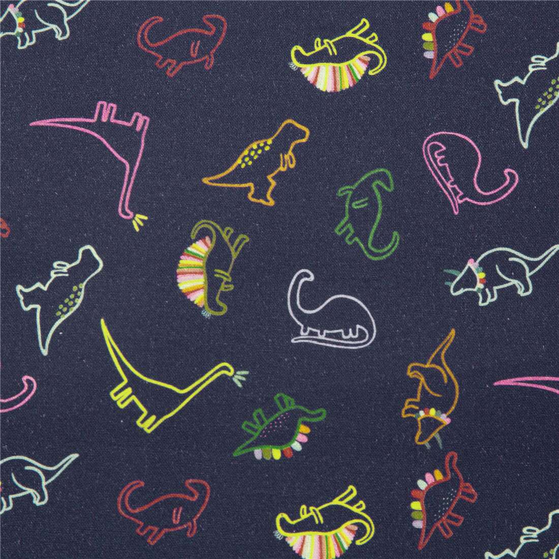 navy blue cotton USA fabric with tumbling dinosaurs by Dear Stella ...