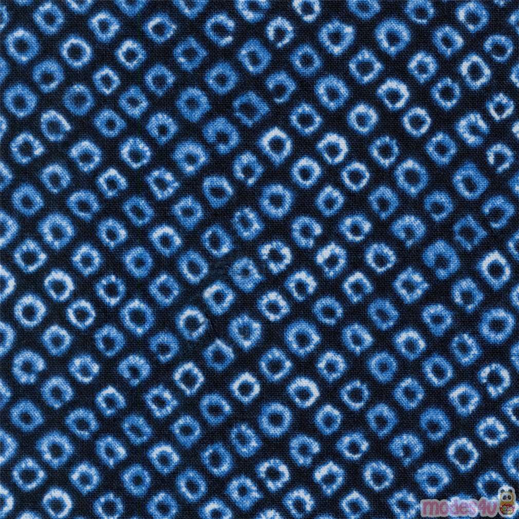 Blue fan shape pattern cotton fabric.