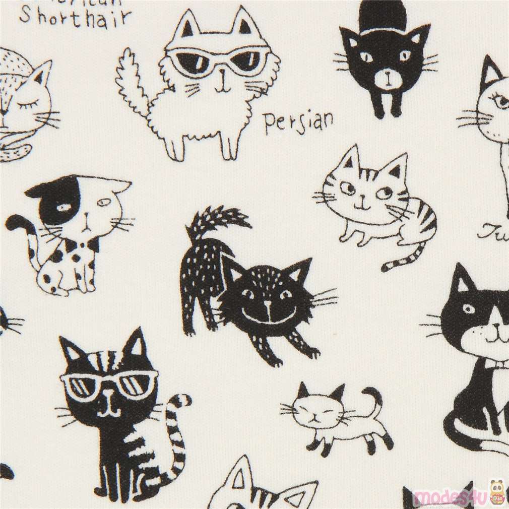 offwhite knit fabric cat animal Kokka Japan Fabric by Kokka modeS4u