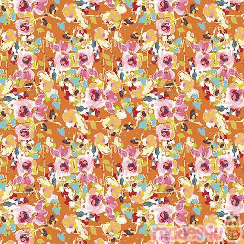 orange Riley Blake fabric colorful flower Bittersweet - modeS4u