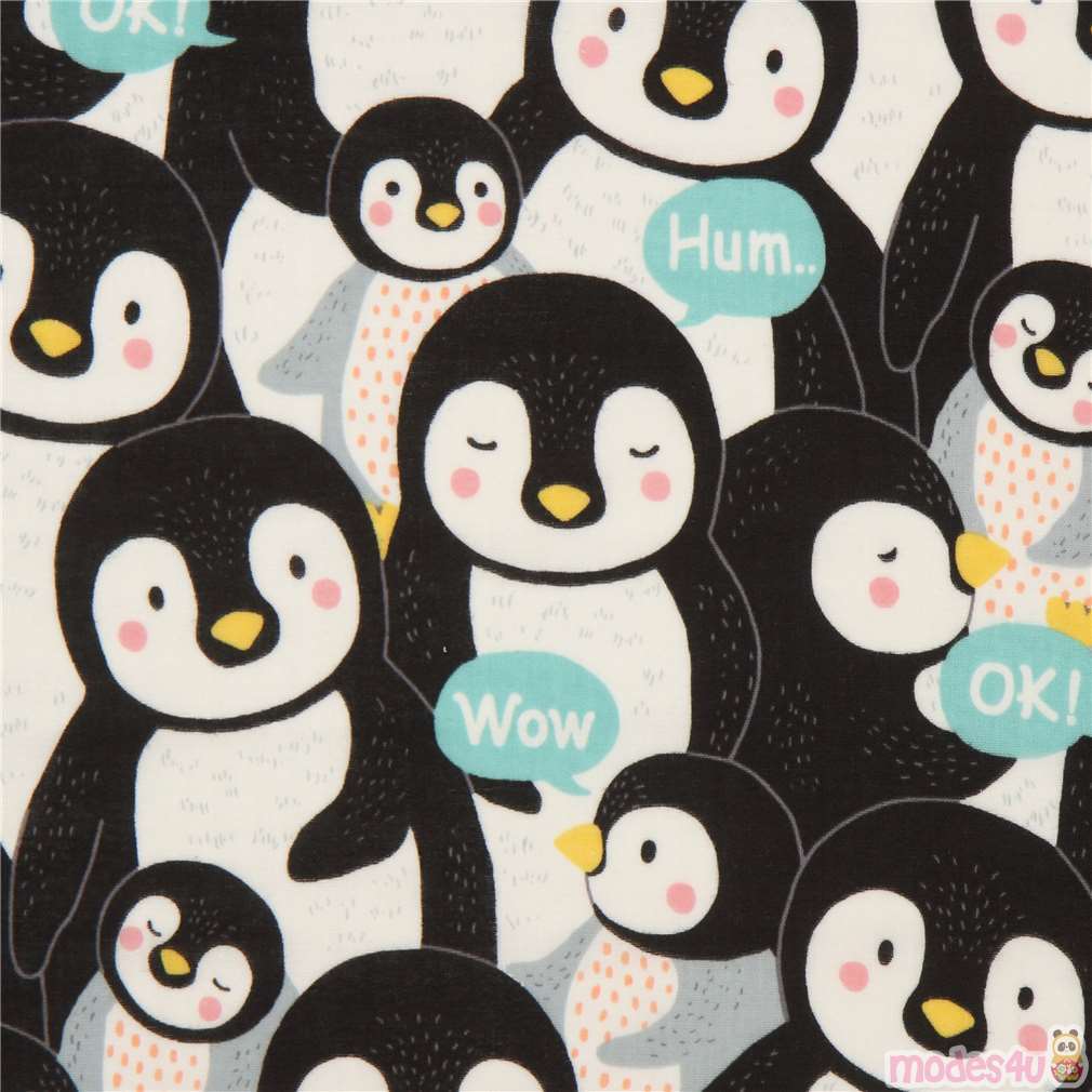packed penguin Kokka double gauze fabric from Japan Fabric by Kokka