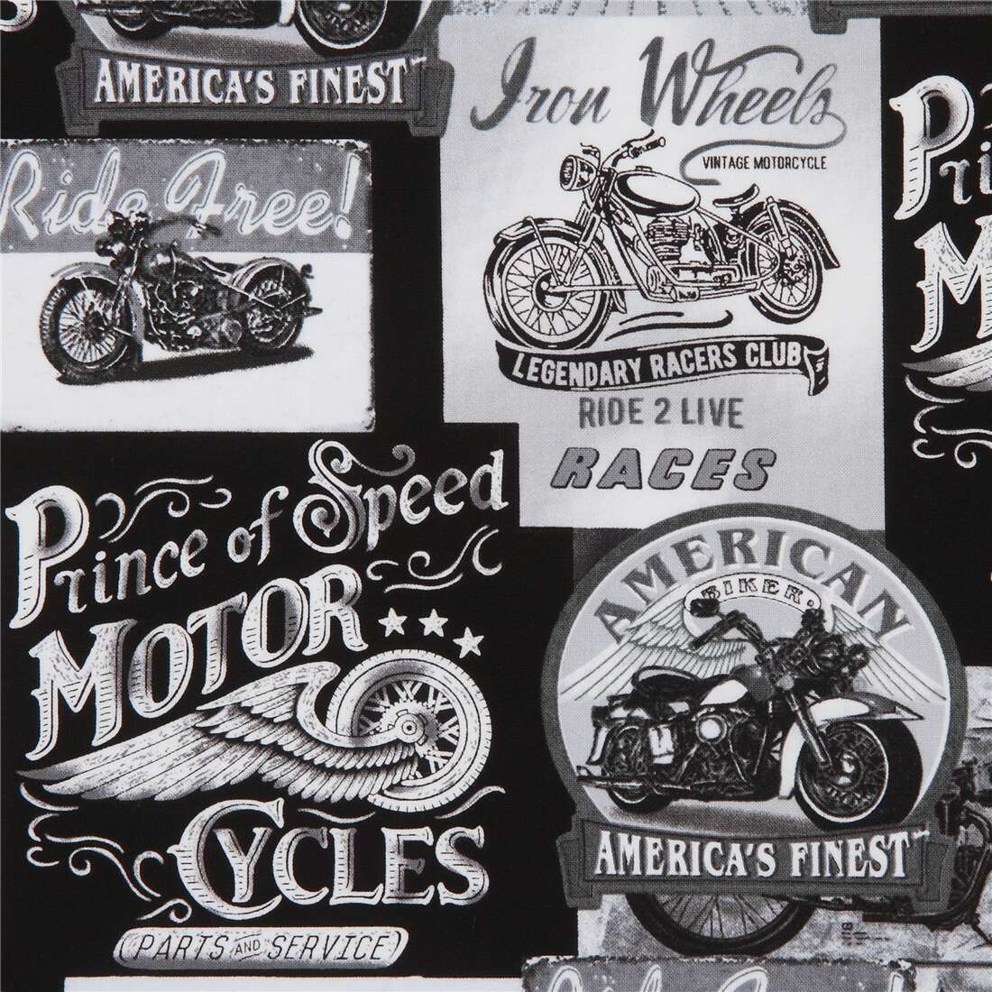 Packed Vintage Motorcycle Signs Fabric By Timeless Treasures Modes4u Packed Vintage Motorcycle Signs Fabric