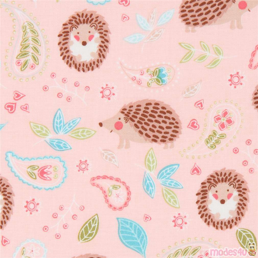 Peach Hedgehog Fabric By Michael Miller With Paisley Shapes ModeS4u