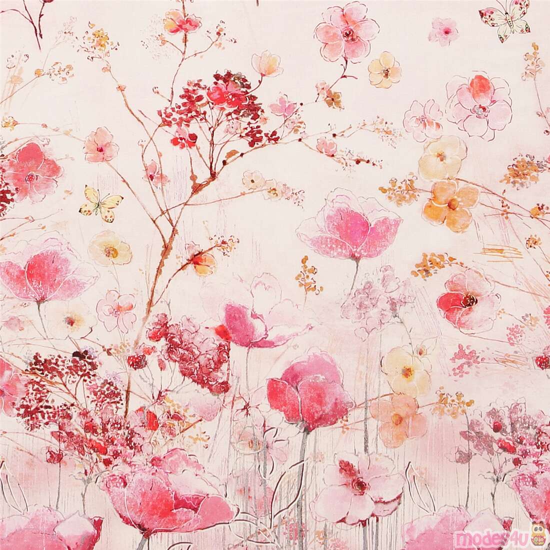 peach pink floral panel cotton fabric by Timeless Treasures Fabric by ...