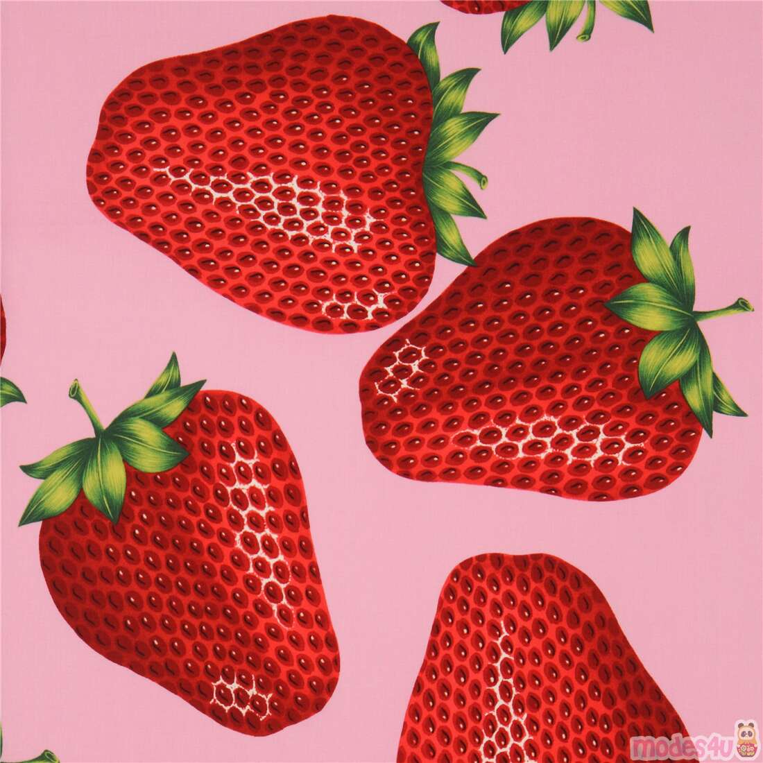 pink Alexander Henry fabric with big red strawberries - modeS4u