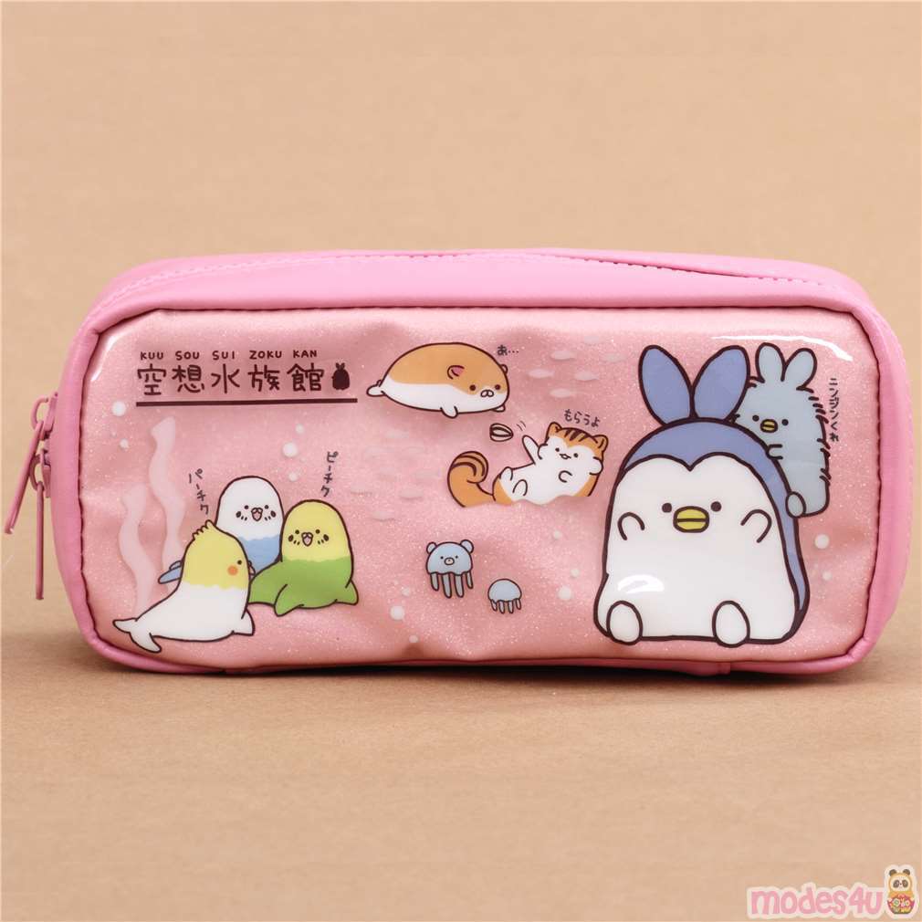 Pink Colorful Animals Glitter Pencil Case By Kamio From Japan - Modes4u