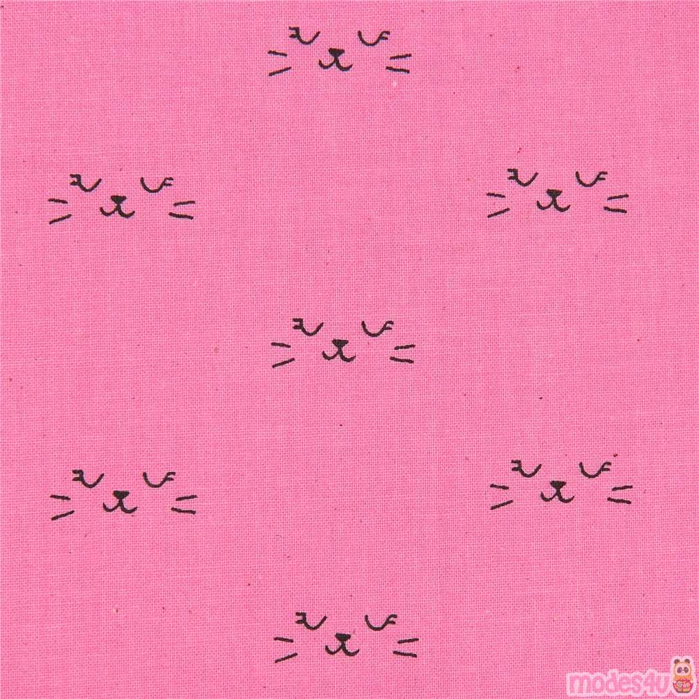 pink fabric with cat face animal fabric by Cotton and Steel by Cotton