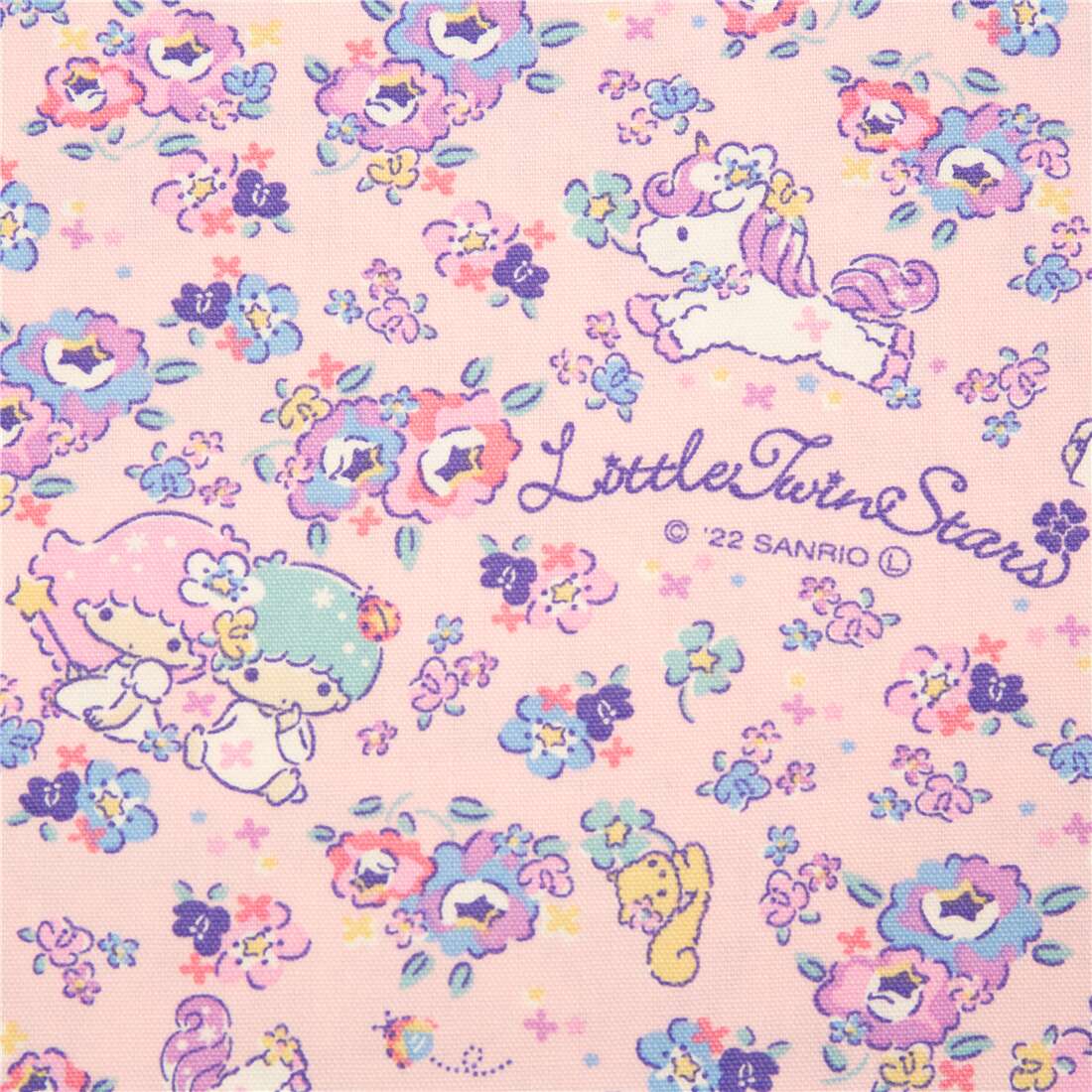 pink oxford Sanrio fabric Little Twin Stars unicorn ditsy florals modeS4u