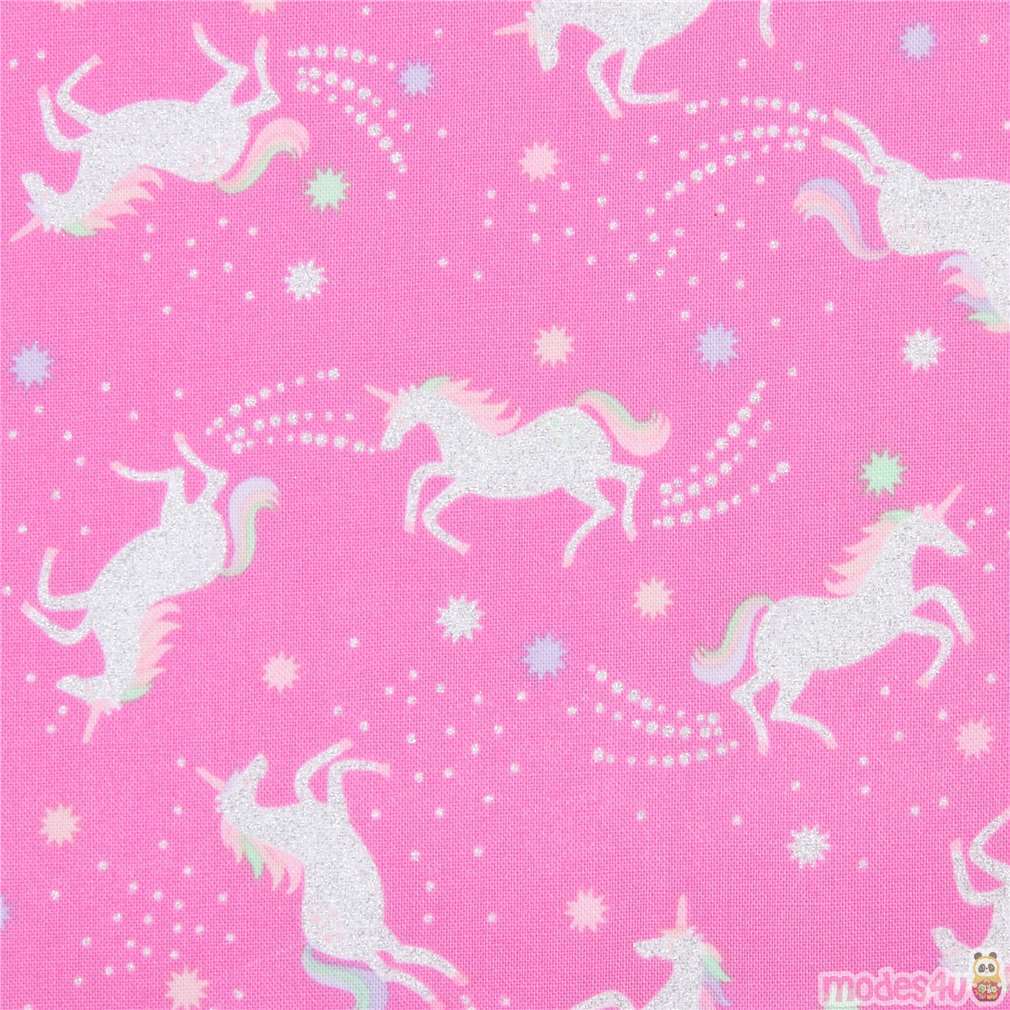 pink unicorn glitter fabric by Timeless Treasures Animal Fabric