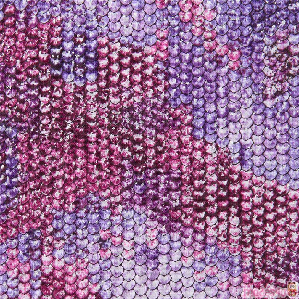 purple Robert Kaufman metallic embellished scale fabric by Robert