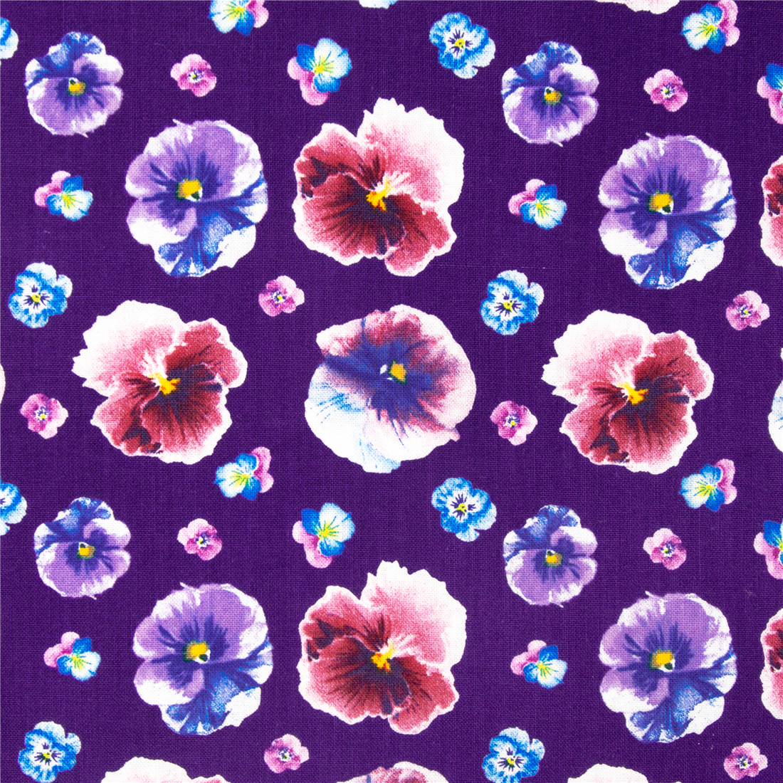 tela floral morada pensamientos de algodón cuadrícula de colores - modesS4u