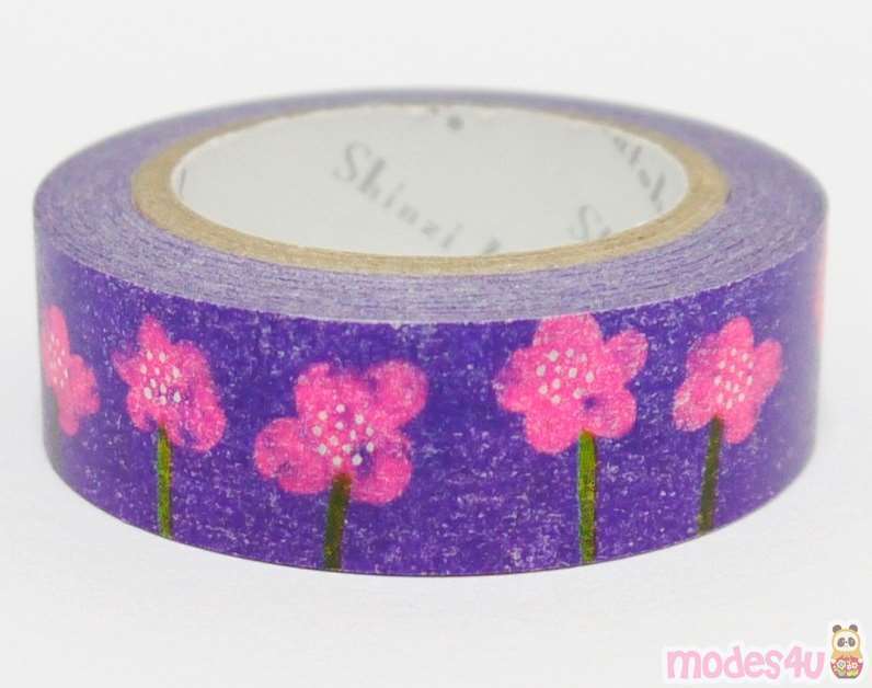 purple with pink flower Washi Tape deco tape Shinzi Katoh Floral Tape