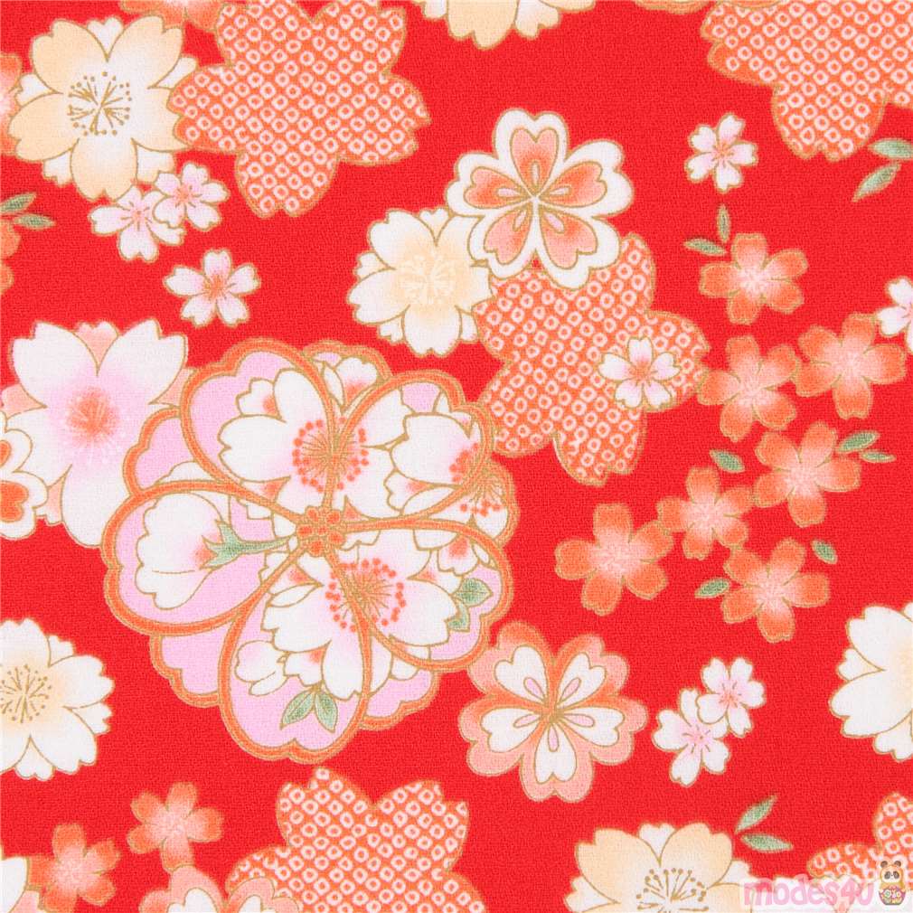 red Asia flower amunzen fabric from Japan modeS4u