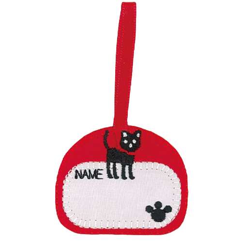 name tag with cat paw print iron-on 1 piece