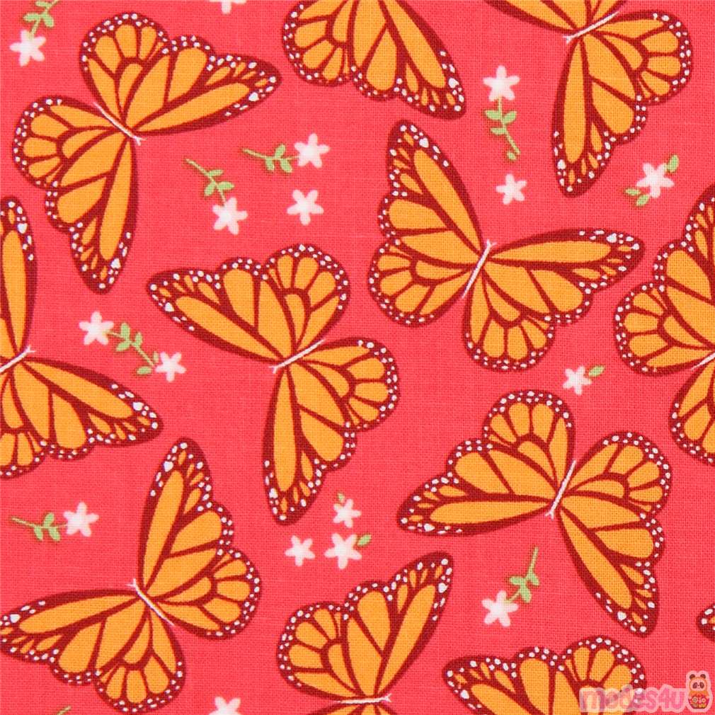 red-pink Michael Miller fabric butterfly insect Monarch - modeS4u