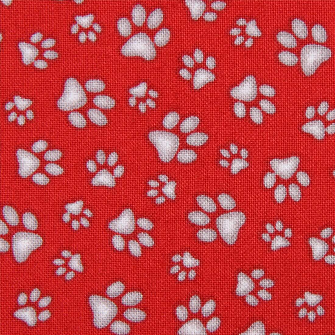red with animal paw print Adorable Pets fabric by Elizabeth's Studio