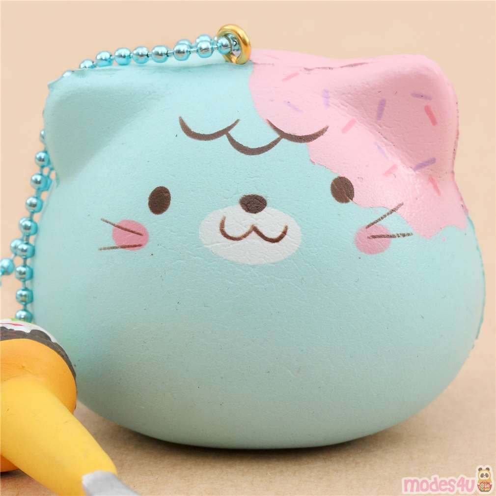 scented mini turquoise marshmallow kitten squishy by Puni Maru modeS4u
