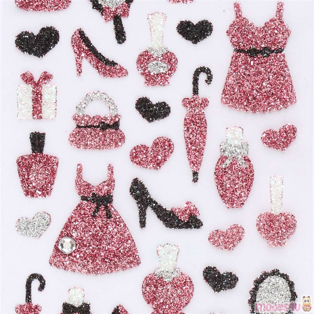 shiny glitter pink black show dress accessories stickers by Mind Wave