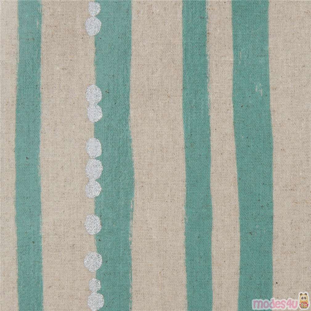 Silver Metallic Natural Color Sea Green Echino Canvas Laminate Silver Metallic Natural Color Sea Green Echino Canvas Laminate Fabric Stripe Waterproof Kawaii Modes4u