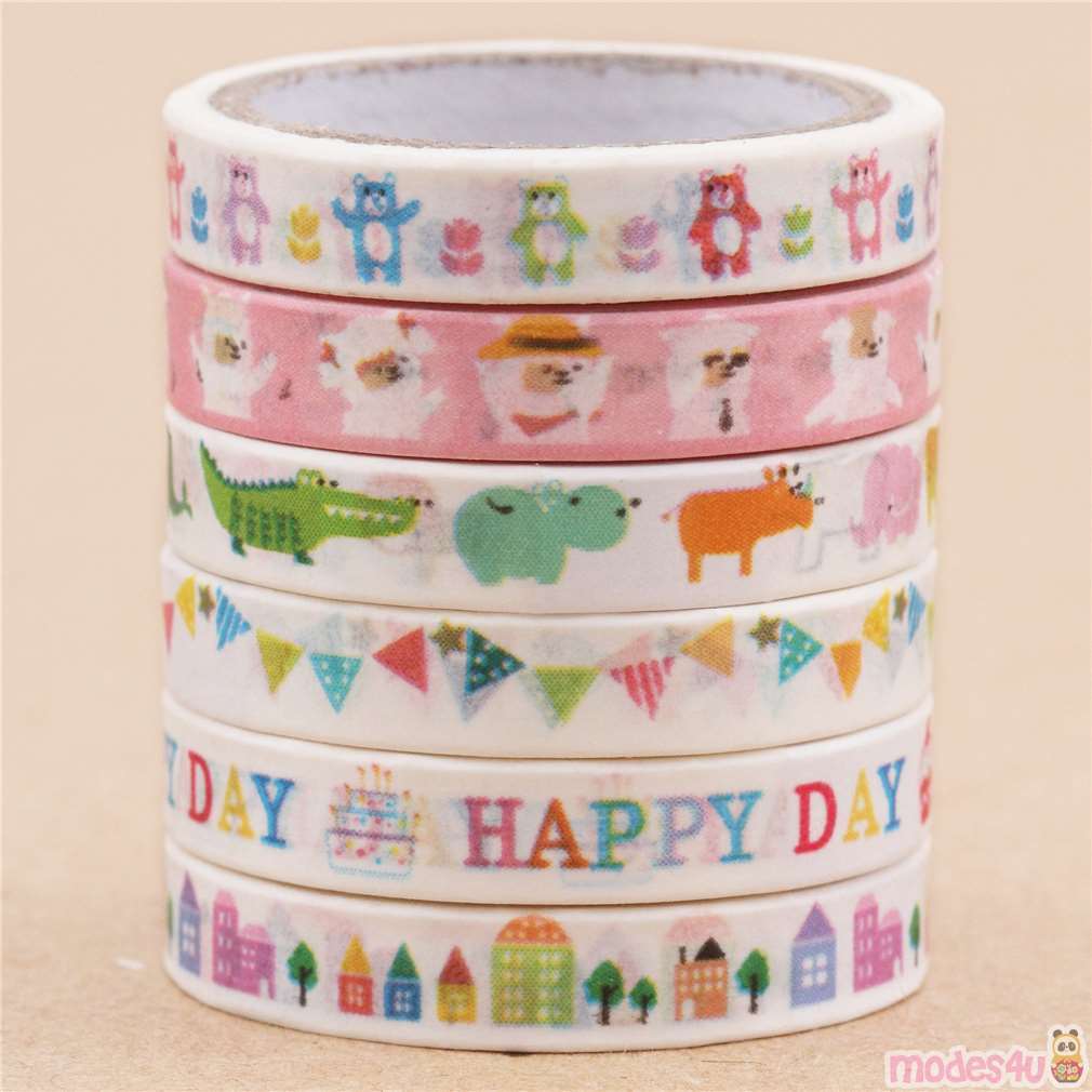 Slim Colorful Party Home Animal Mt Decoration Tape Deco Tape 6pcs Modes4u