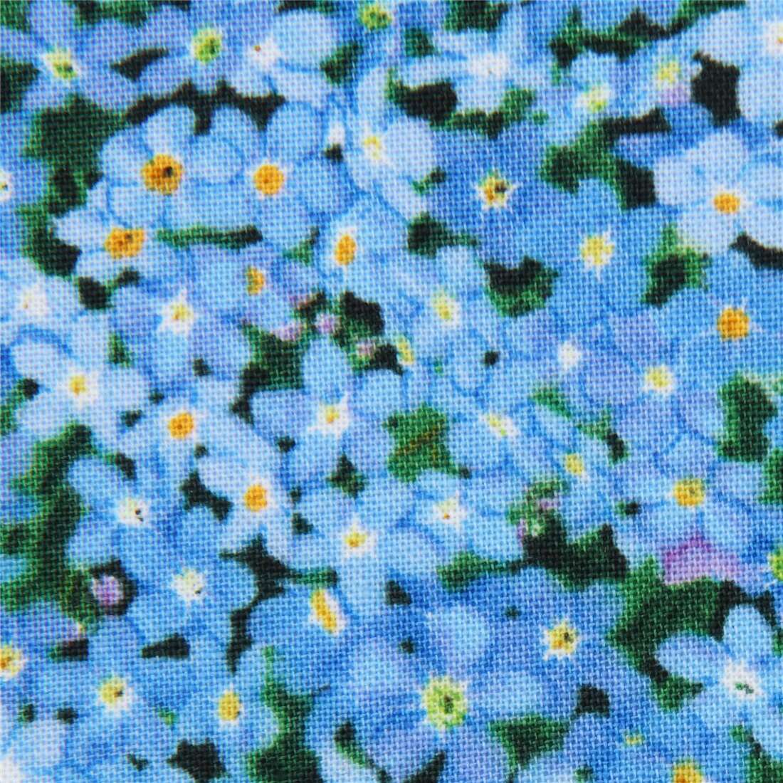 Small blue flower landscape medley fabric by elizabeth s studio fabric