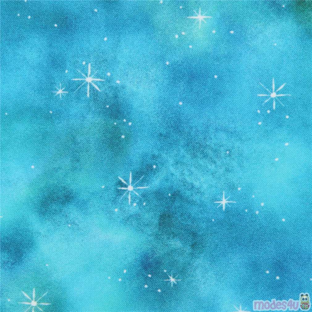 star outer space sky Robert Kaufman turquoise teal fabric Morningmoon ...