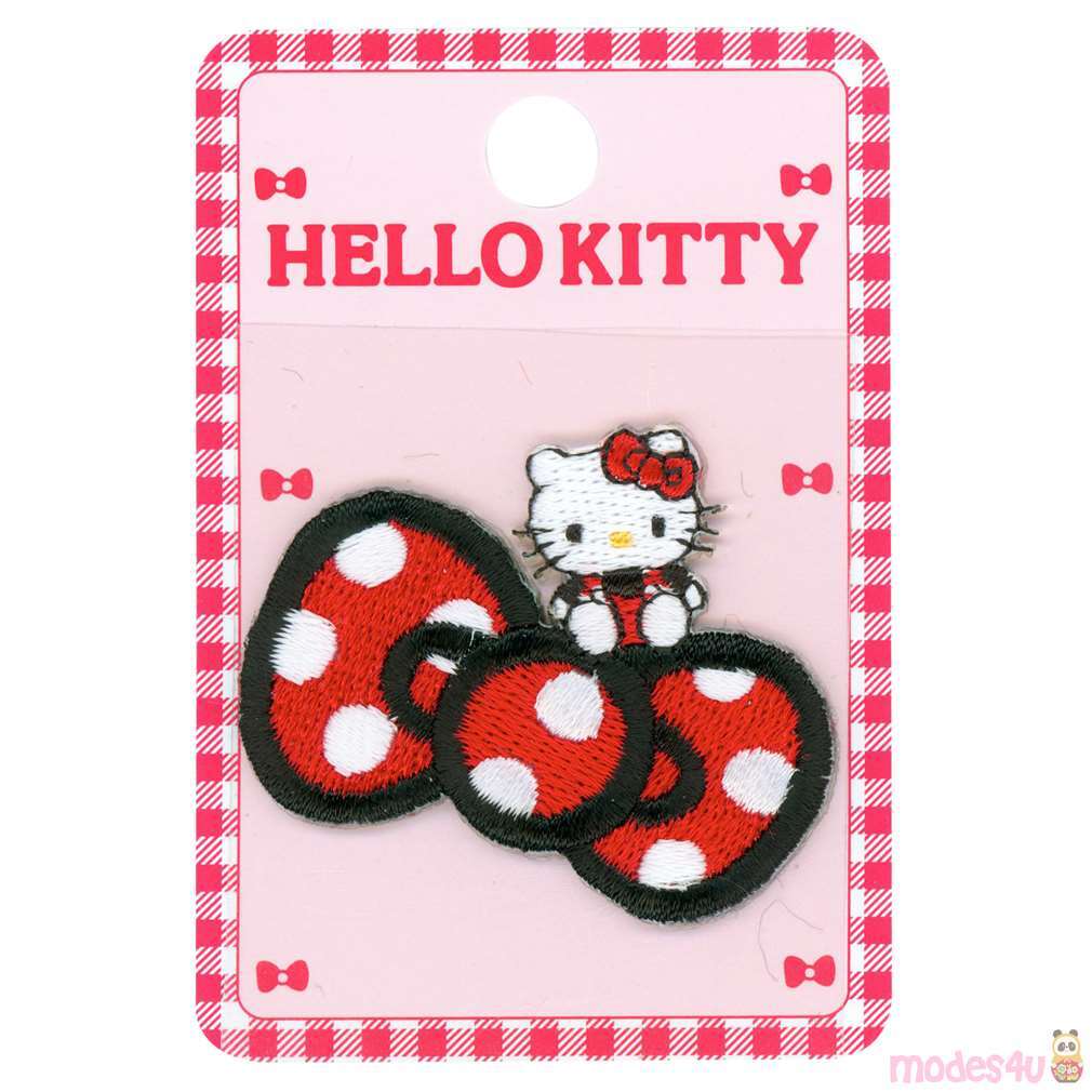 stickon Hello Kitty red bow white dots patch for clothes 1 piece