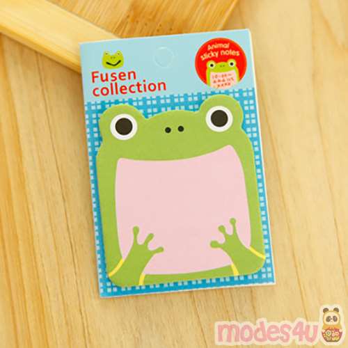 sticky notes of a green and pink frog modeS4u