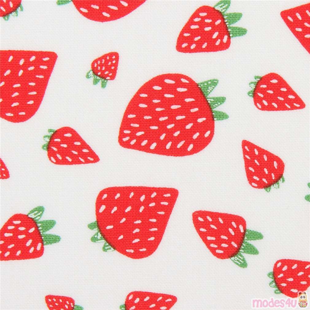 strawberry fabric by Moda in white by Japanese Indie - modeS4u