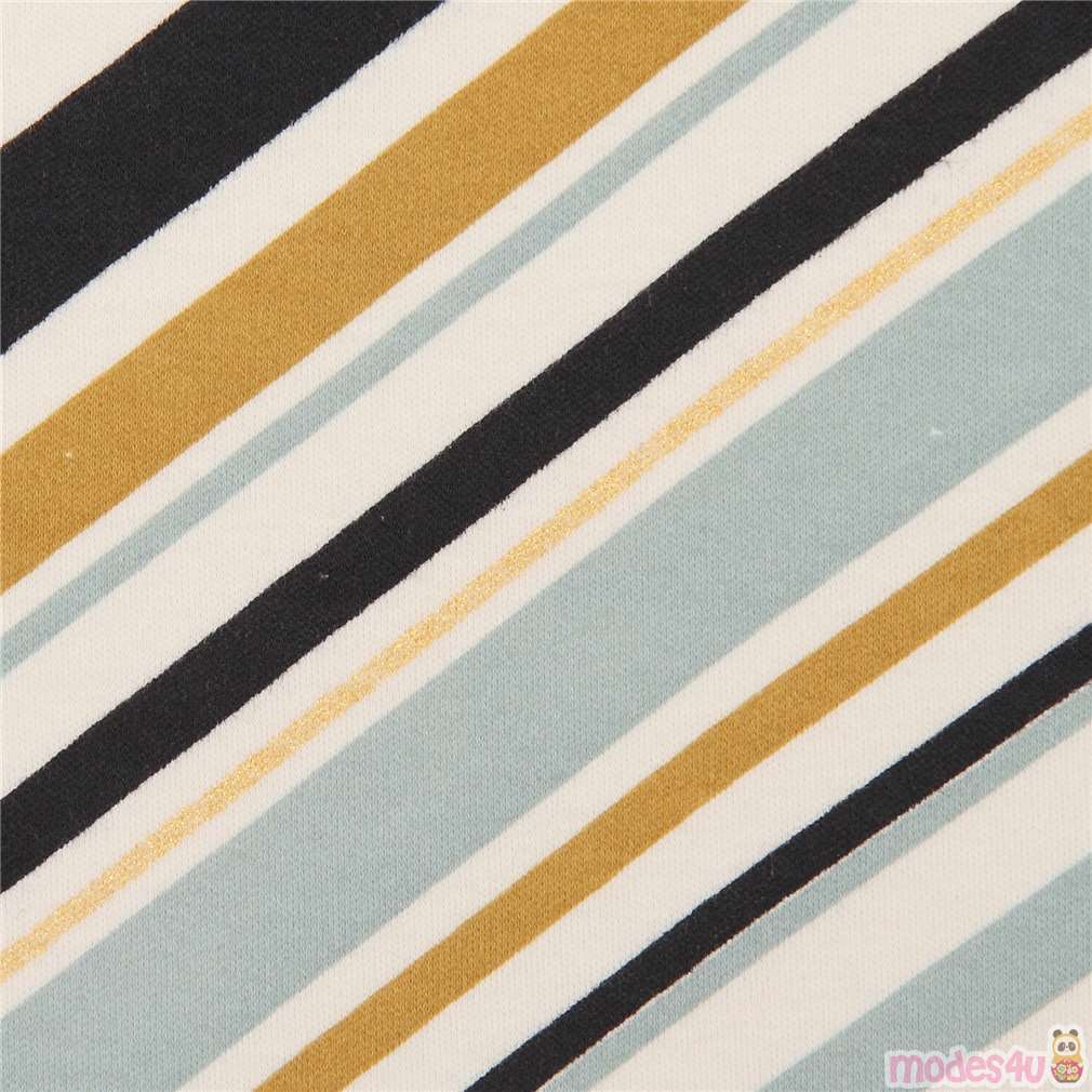 stripe Birch organic knit fabric with gold metallic embellishment